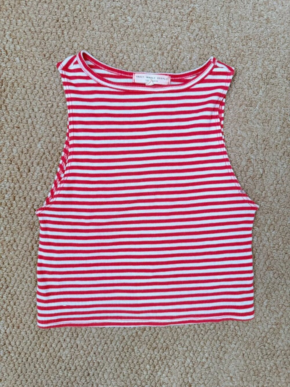 Truly Madly Deeply Red White Striped Tank Top Small